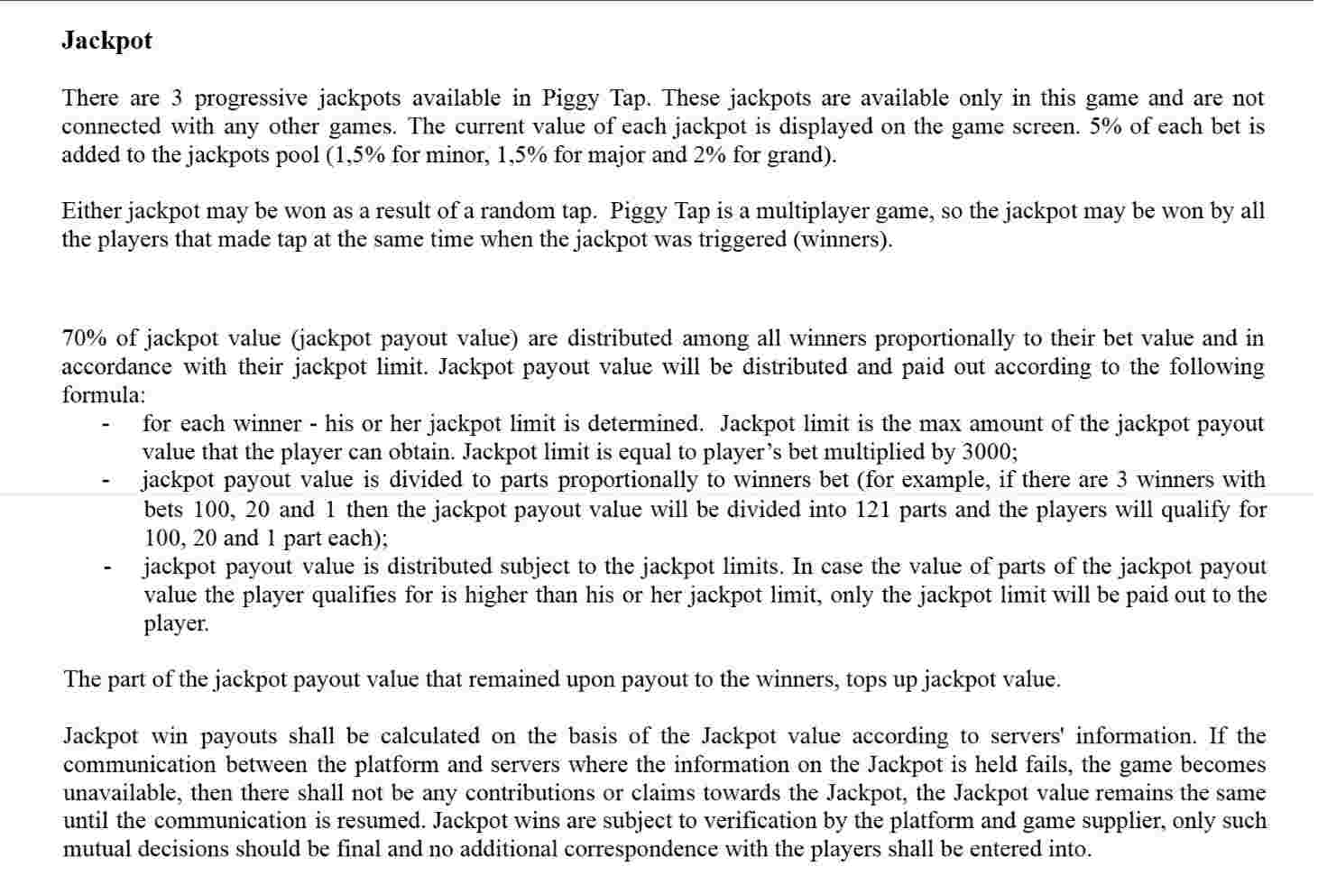 Piggy Tap Progressive Jackpots
